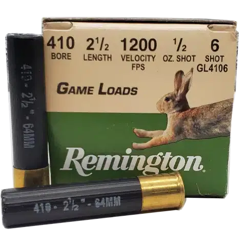Remington game load 410ga 2 1/2 1200 fps 1/2 oz shot 6