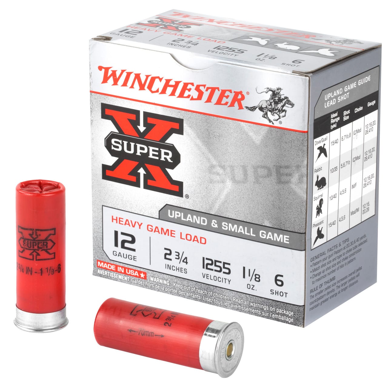Winchester SuperX upland & small game 12ga 2 3/4 1 1/8oz #6 1255fps