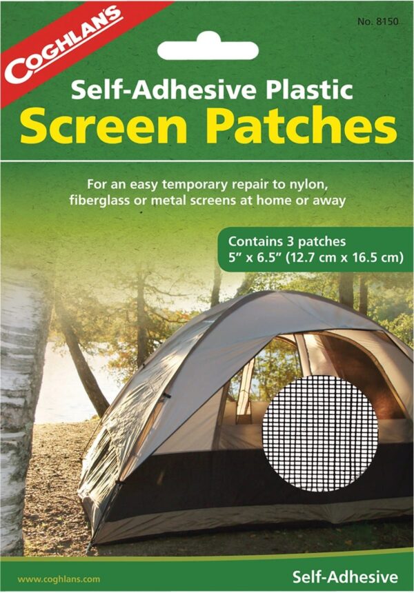 Self-adhesive plastic screen patches