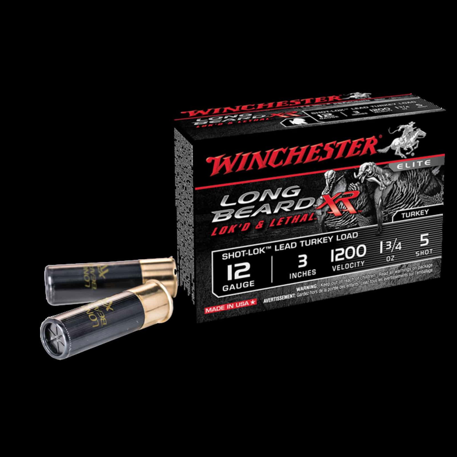 Winchester long beard Double XR High Velocity Turkey Load 12ga 3in 1200 Fps 1 3/4 Oz 5 Shot