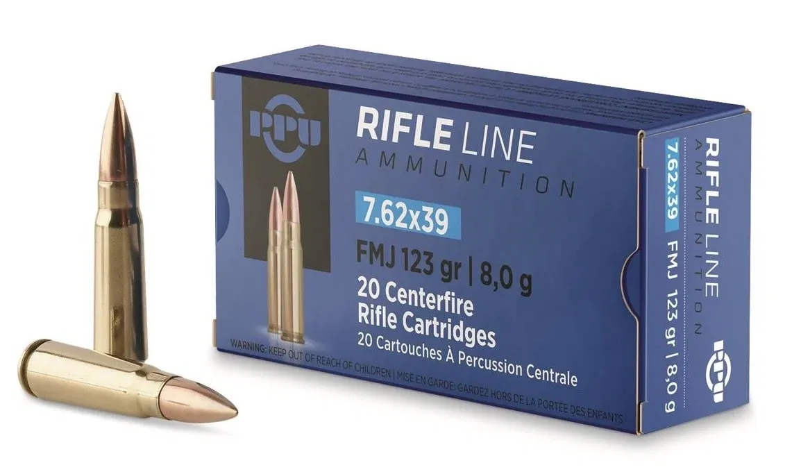 PPU RIFLELINE 7.62X39 FMJ 123GR