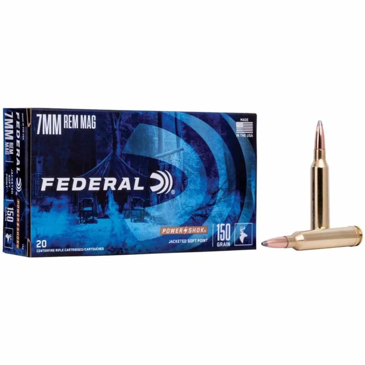 FEDERAL POWER SHOK 7MM REM MAG 150GR JACKETED SOFT POINT