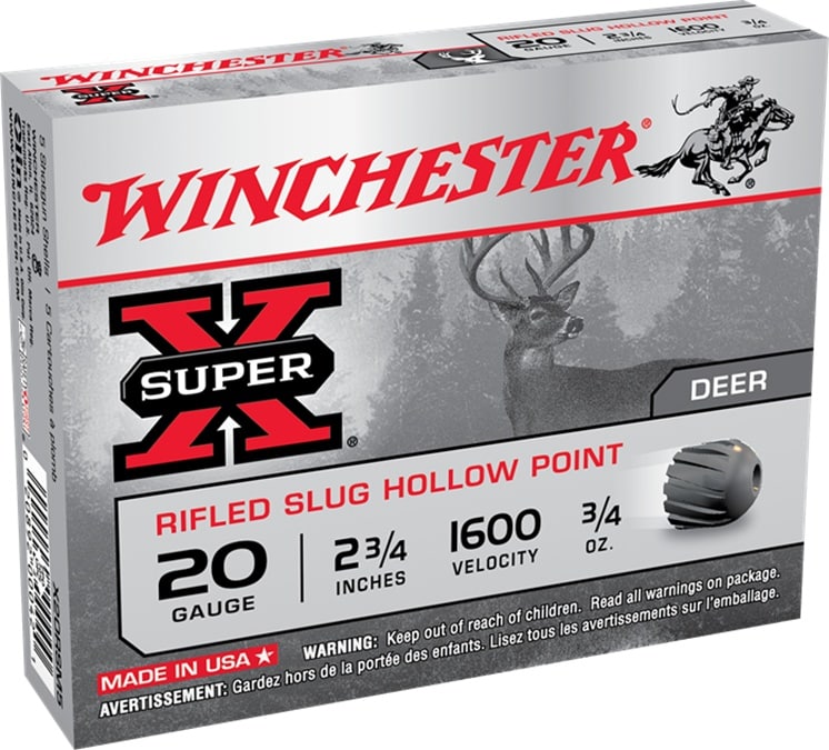 Winchester Super X Rifles Slug hollow Point 20ga 2 3/4 in 1600 Fps 3/4 Oz