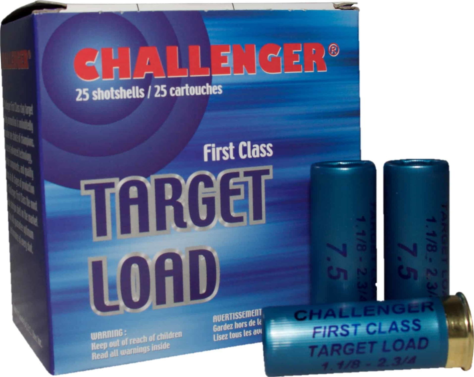 Challenger first class target load 12 gauge 2 3/4 70mm handicap high velocity 7.5 1 1/8 oz 1200fps