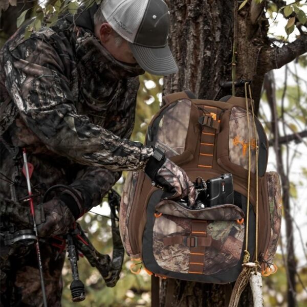 Allen Company Gear Fit Pursuit Bruiser Camo Treestand Hunting Backpack for Men and Women - Rifle and Bow Carry Bag - Holds Shoot