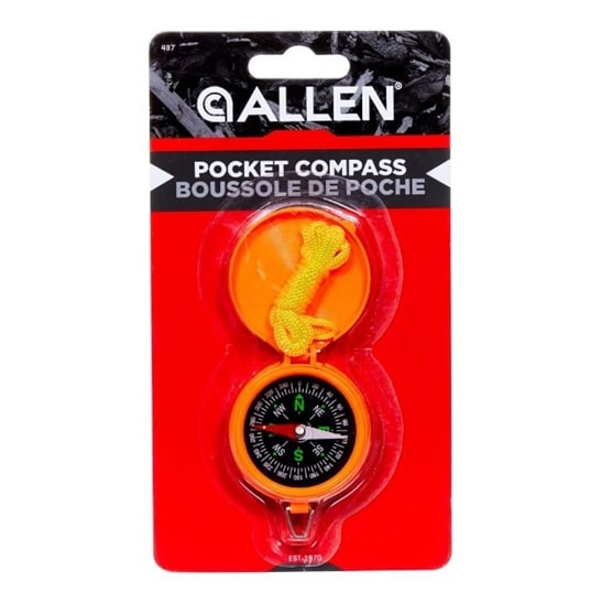 Allen Company Pocket Compass with Lid, Luminous Dial, Orange