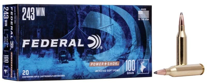 FEDERAL POWER SHOK 243 WIN JACKETED SOFT POINT 100GR