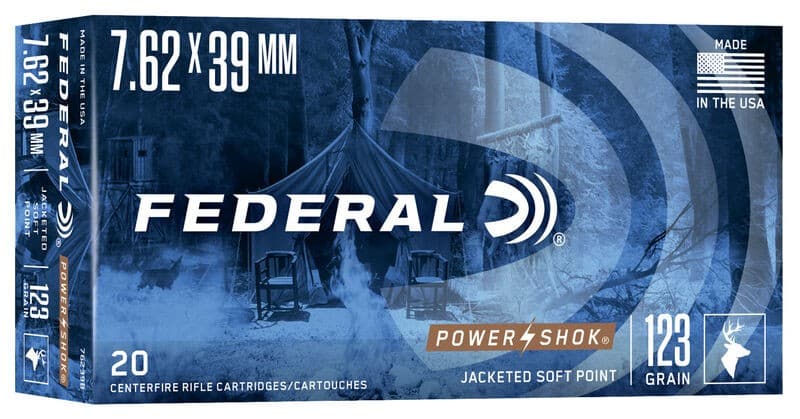 FEDERAL POWER SHOK 7.62 X 39MM JACKETED SOFT POINT 123GR