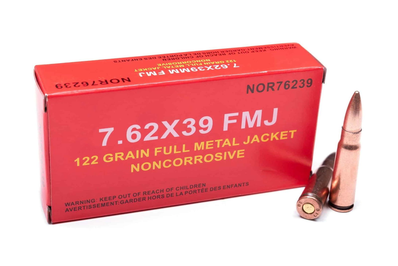 Nor76239 7.62 x 39 fmj 122gr full metal jacket noncorrosive