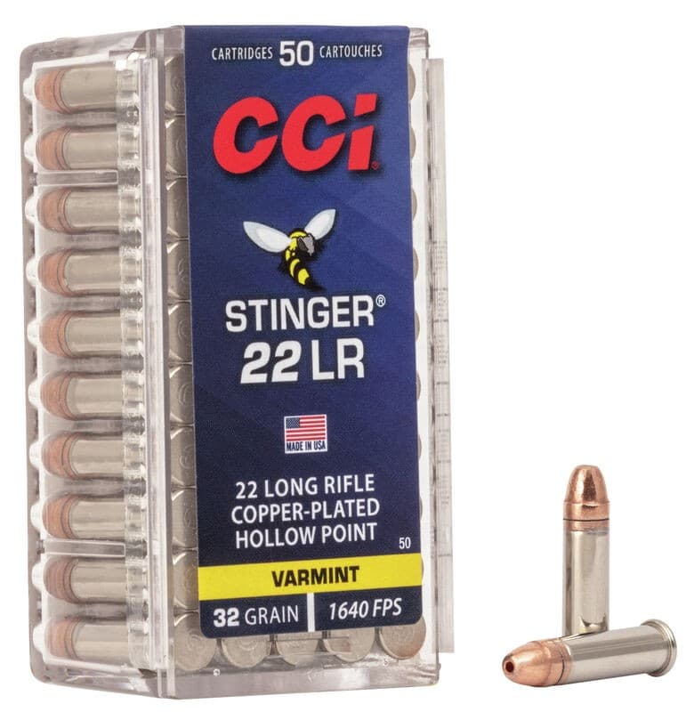 CCi 22lr Stinger copper plated hollow point vamint 32gr 1640fps