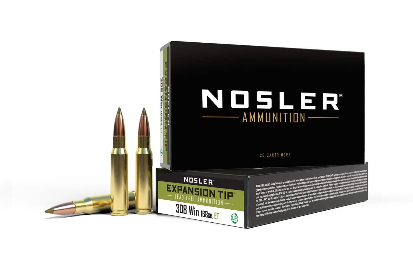 NOSLER EXPANSION TIP LEAD-FREE AMMUNITION, 308 WIN, 168GR, EXPANSION TIP